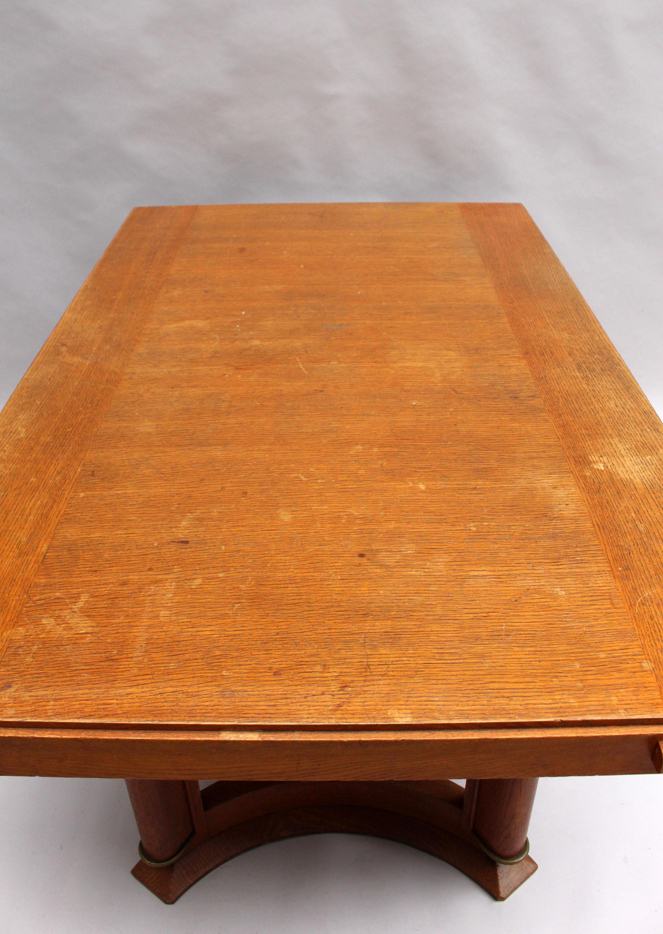 Fine French Art Deco Rectangular Oak Dining Table For Sale 9