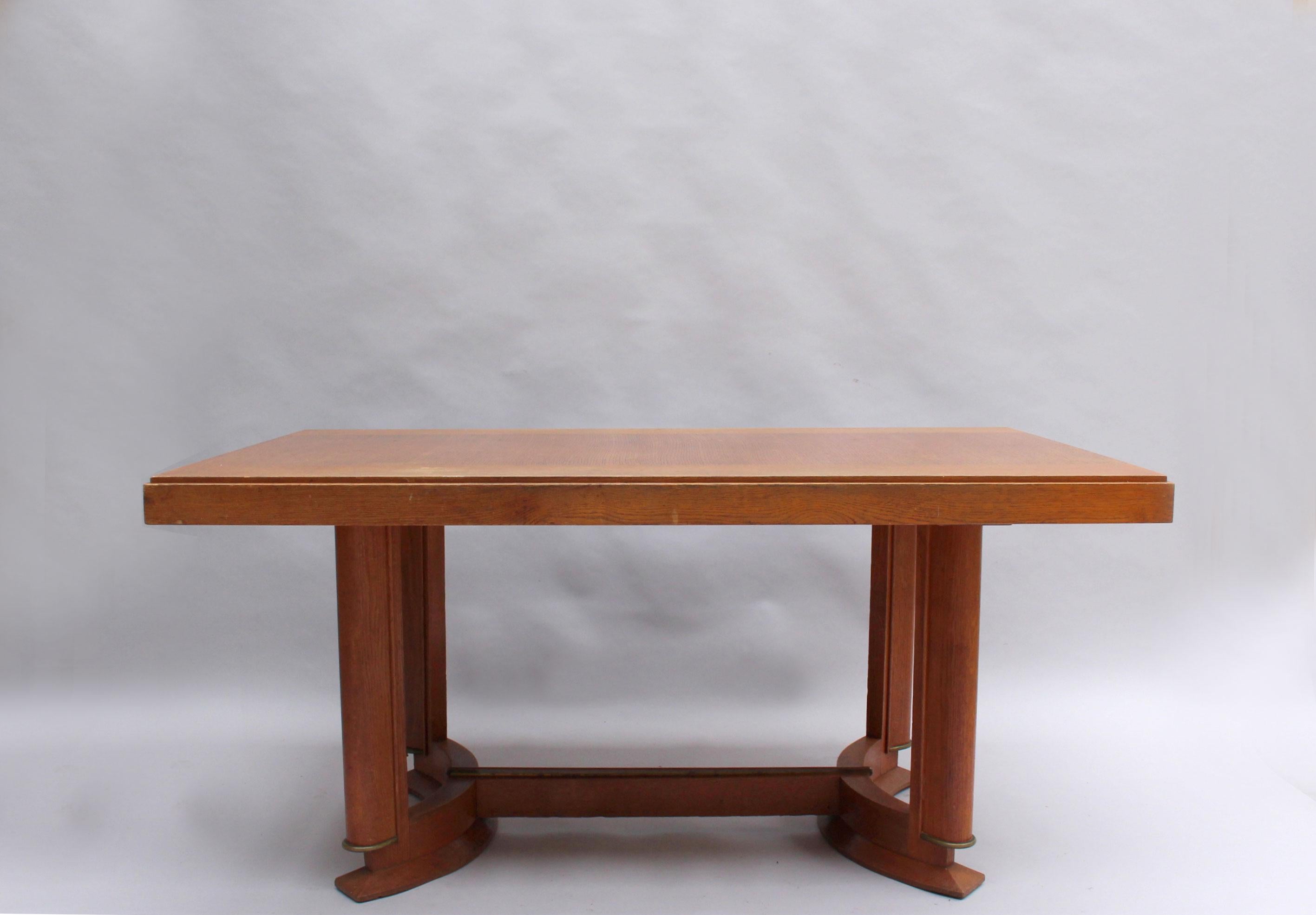 Mid-20th Century Fine French Art Deco Rectangular Oak Dining Table For Sale