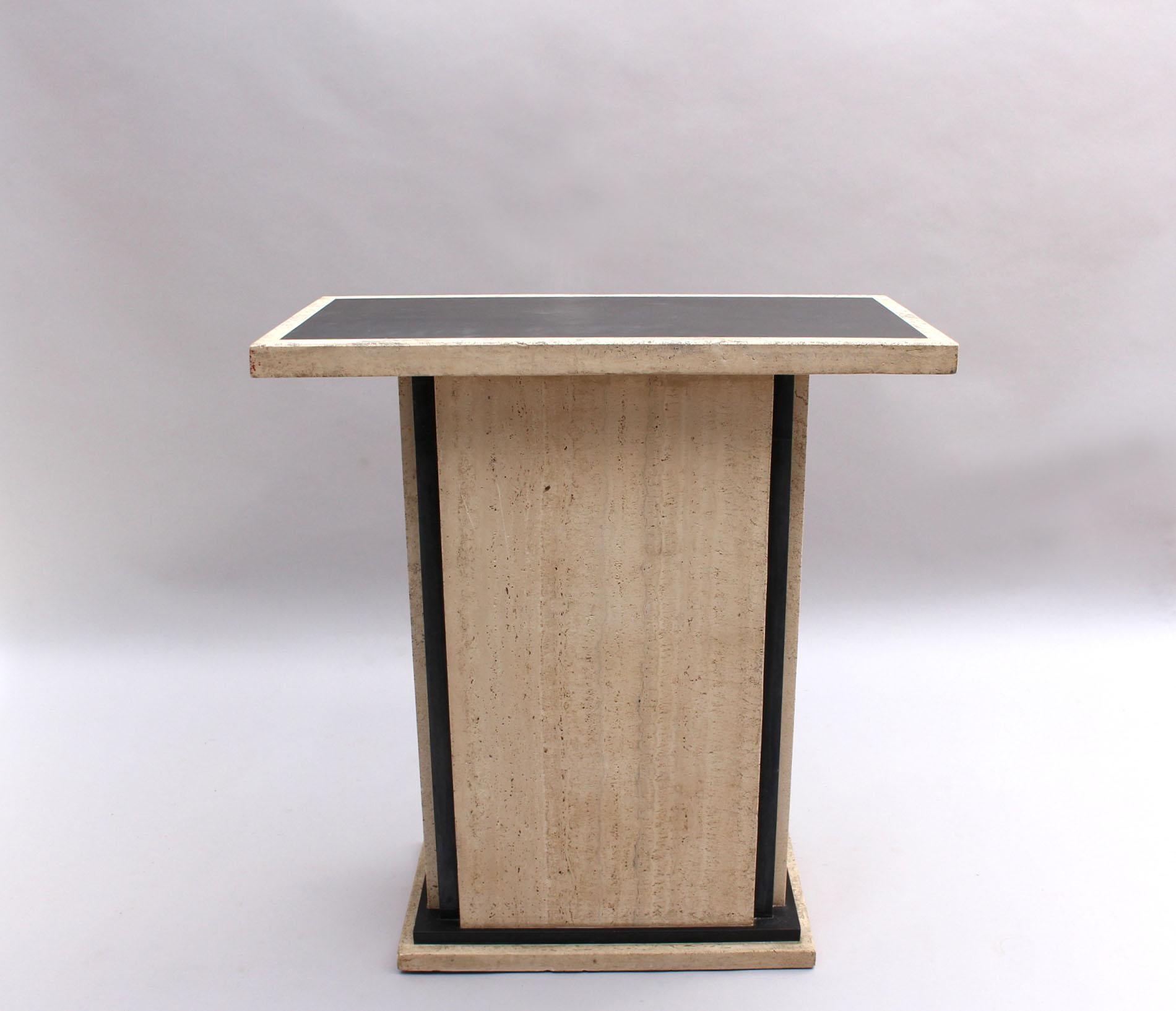 Fine French Art Deco Travertine Pedestal For Sale 4