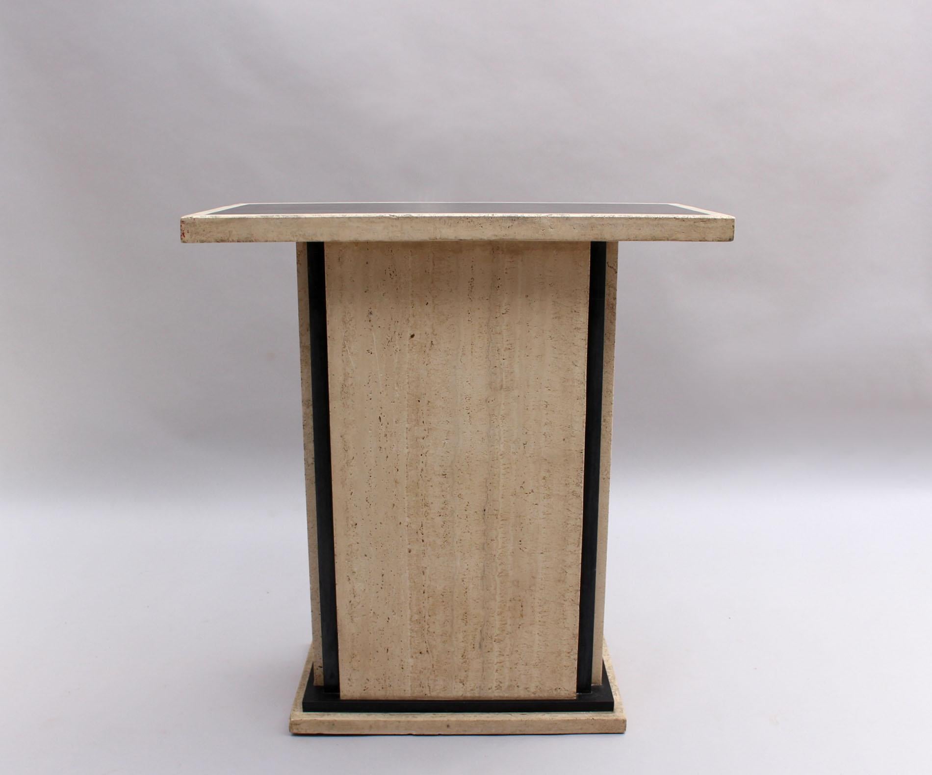 Fine French Art Deco Travertine Pedestal For Sale 5