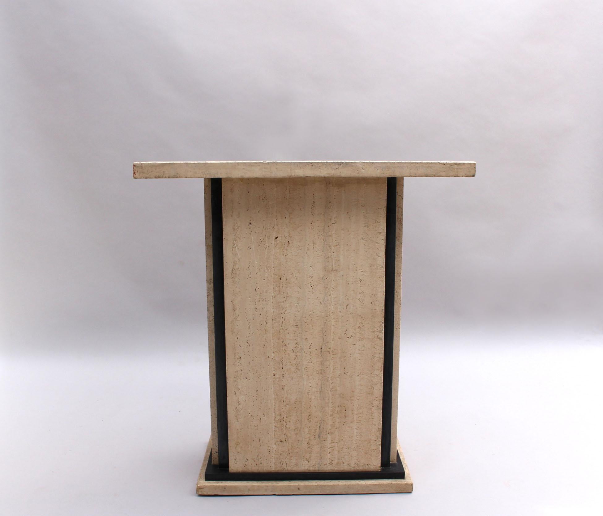 Fine French Art Deco Travertine Pedestal For Sale 6