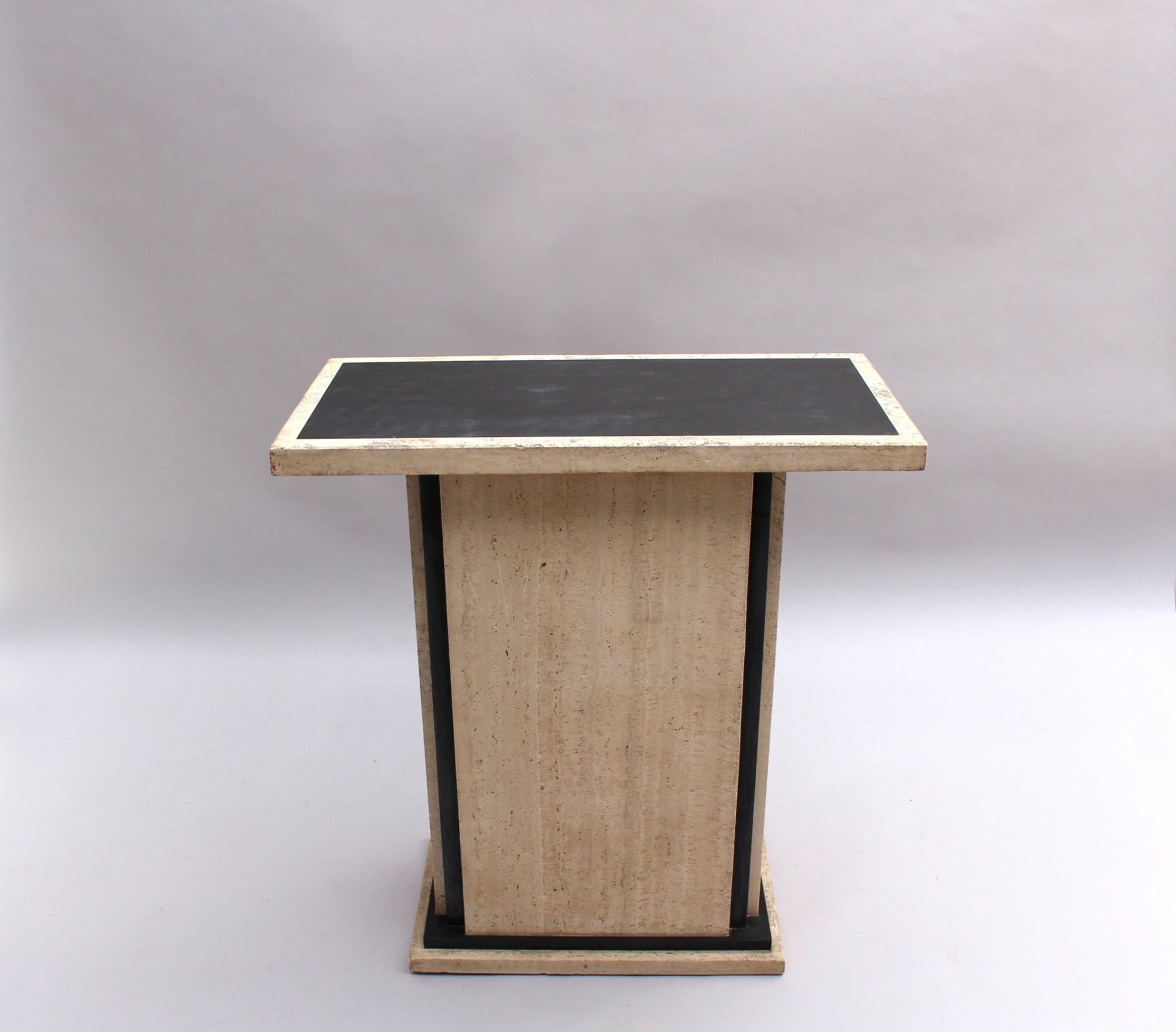 Fine French Art Deco Travertine Pedestal For Sale 2