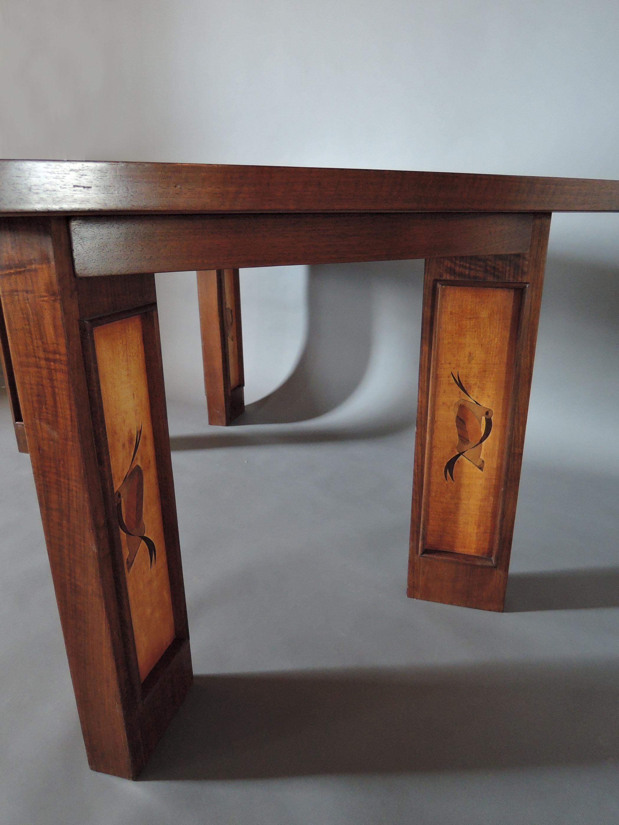 A Fine French Art Deco Walnut Dining Table 6