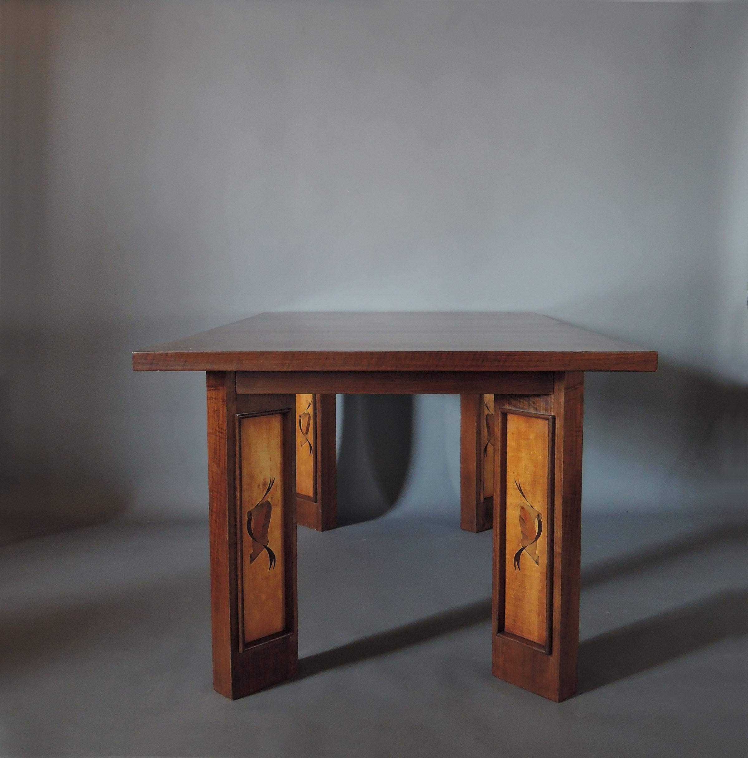 A Fine French Art Deco Walnut Dining Table 4