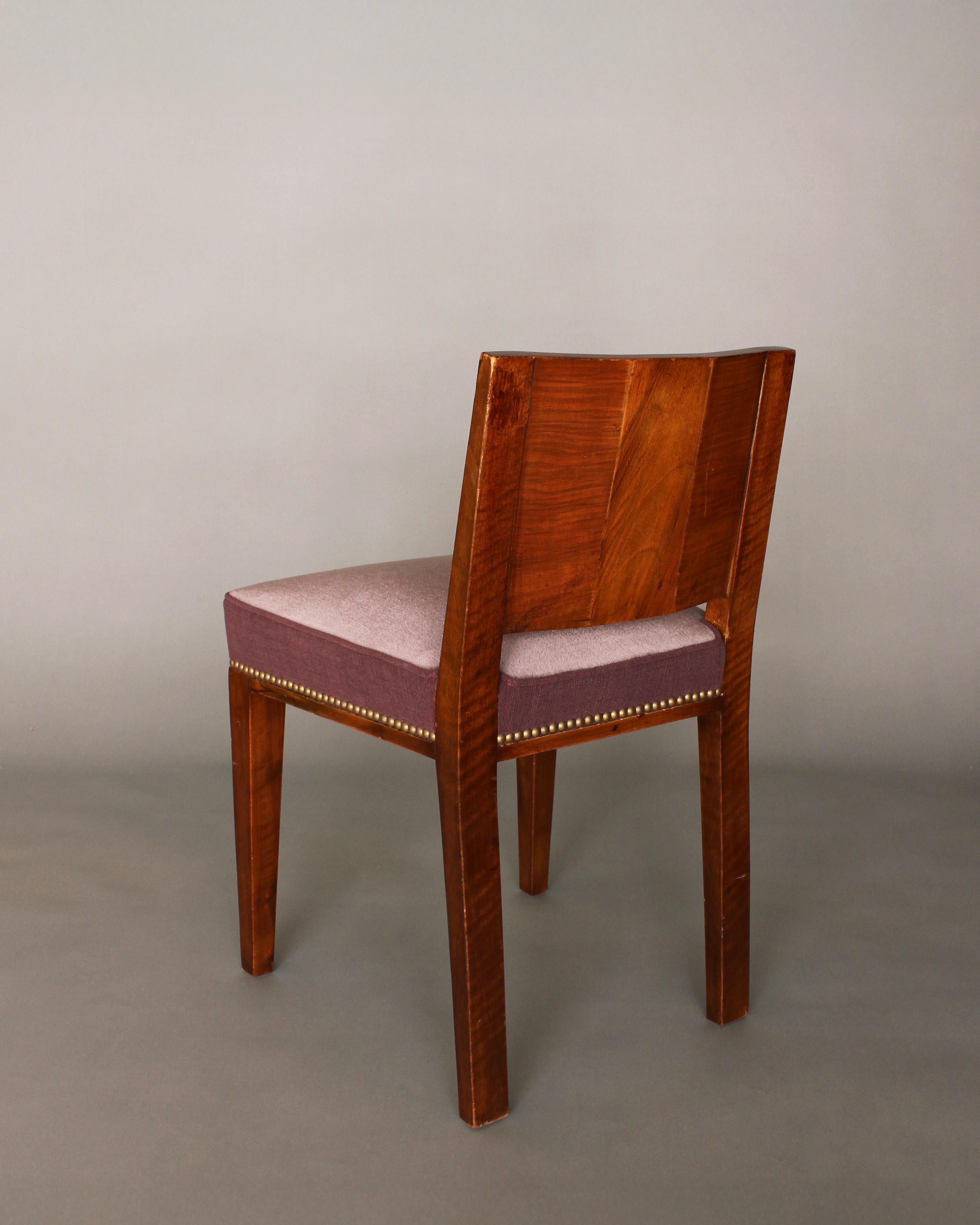 Noyer Chaises d'appoint en noyer de style Art Déco français en vente
