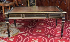 Fine French Ebonized and Brass Inlaid Bureau Plat by Etienne Vieux