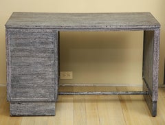 French Gray Cerused Oak Desk & Chair Set from a Maine Estate