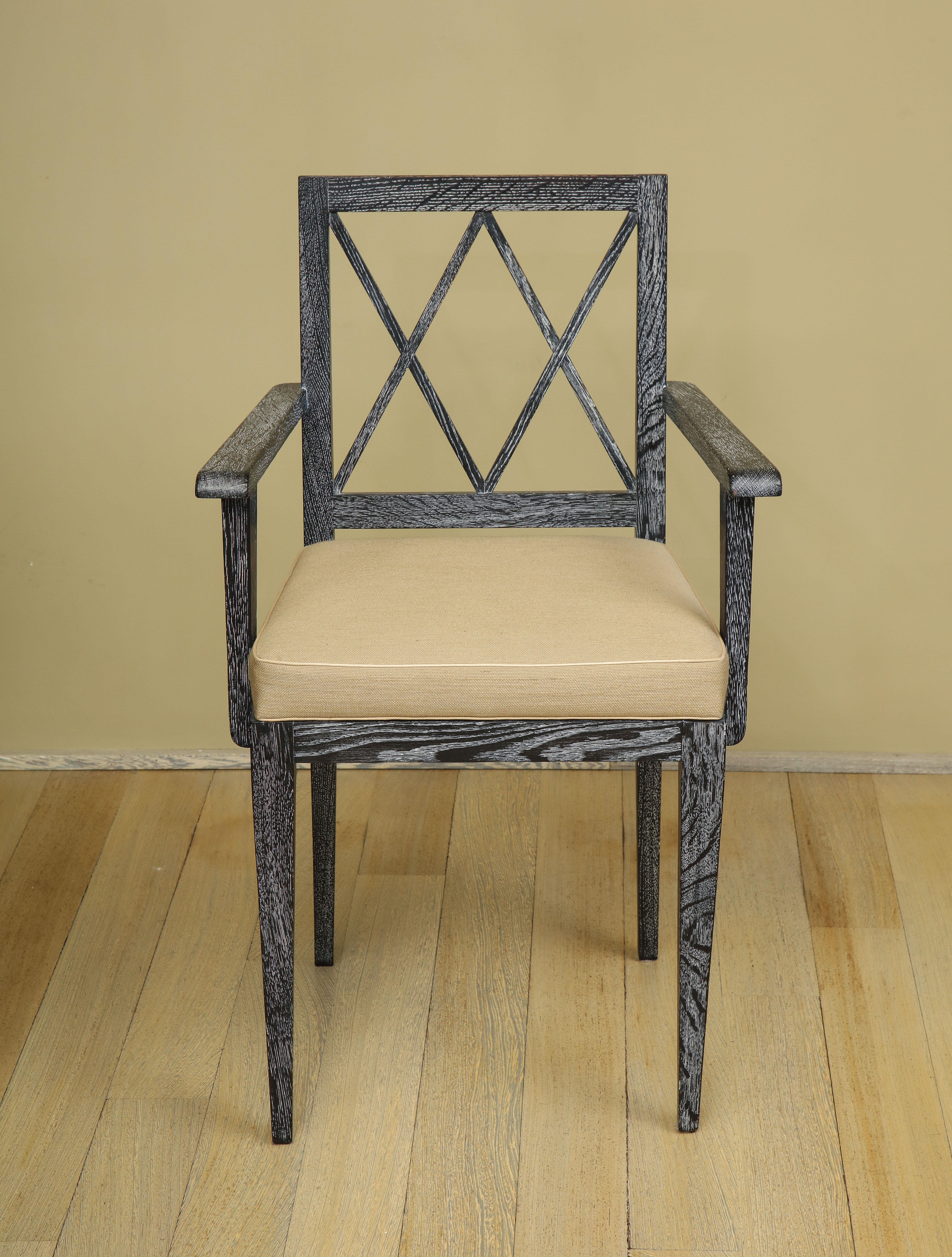 Art déco Ensemble de bureau et chaise en chêne cérusé gris de qualité provenant d'une propriété du Maine en vente