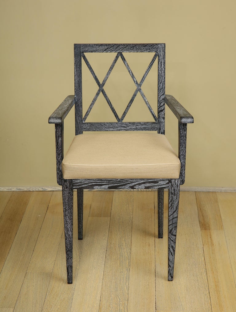 Fine French Gray Cerused Oak Desk and Chair Set from a Maine Estate For