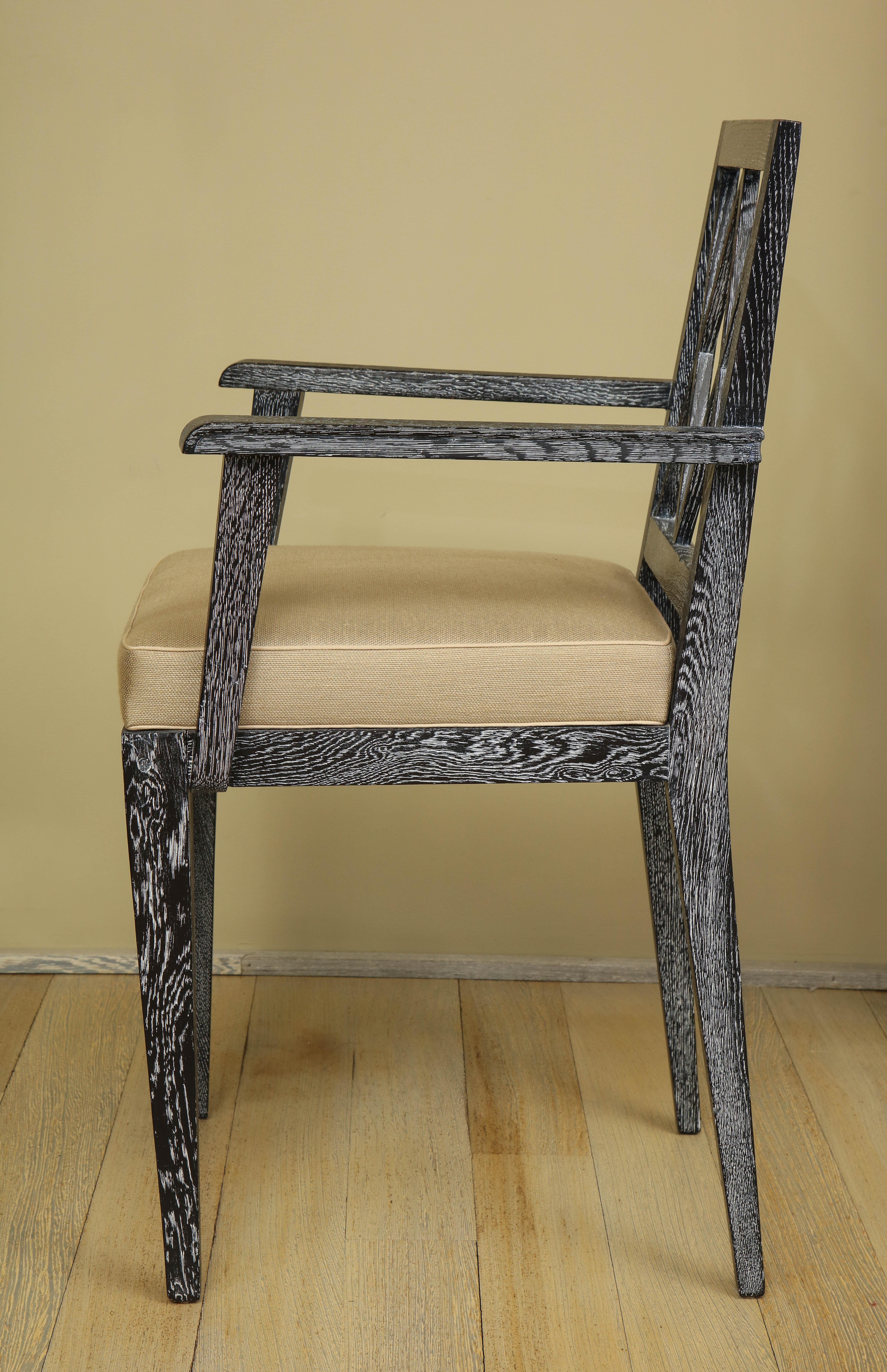 Fine French Gray Cerused Oak Desk and Chair Set from a Maine Estate For Sale 3