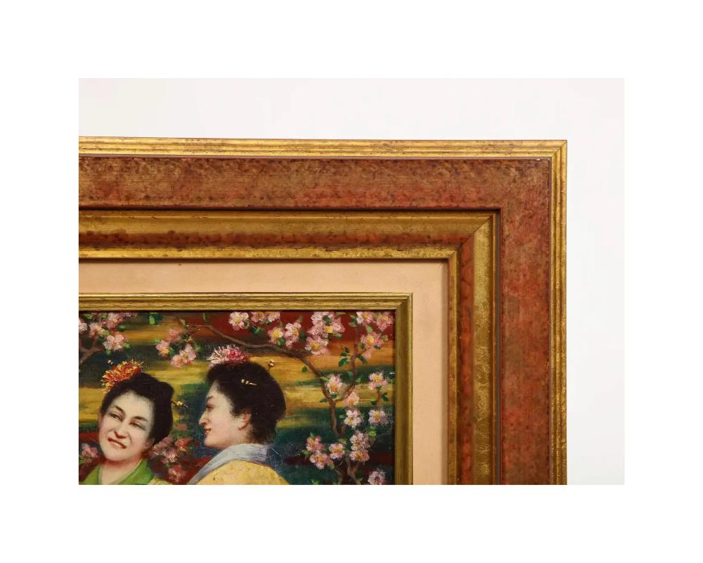 Französisches Japonismus, Öl auf Leinwand, Gemälde der „Drei Geishas“, ca. 1900, Öl im Angebot 5
