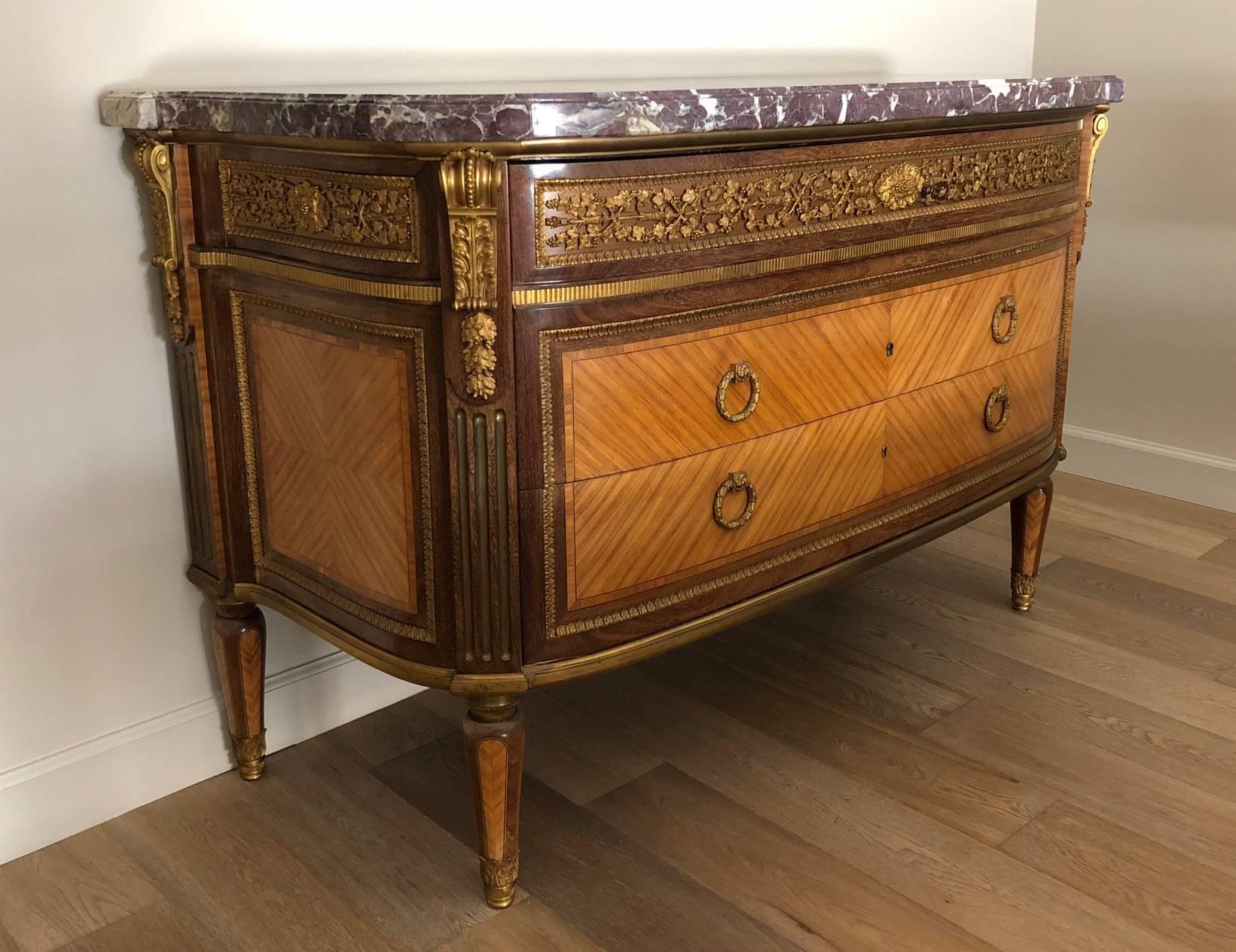 Fine French Louis XVI Style Gilt Bronze-Mounted Cabinet by Frédéric Schmit In Excellent Condition In Los Angeles, CA