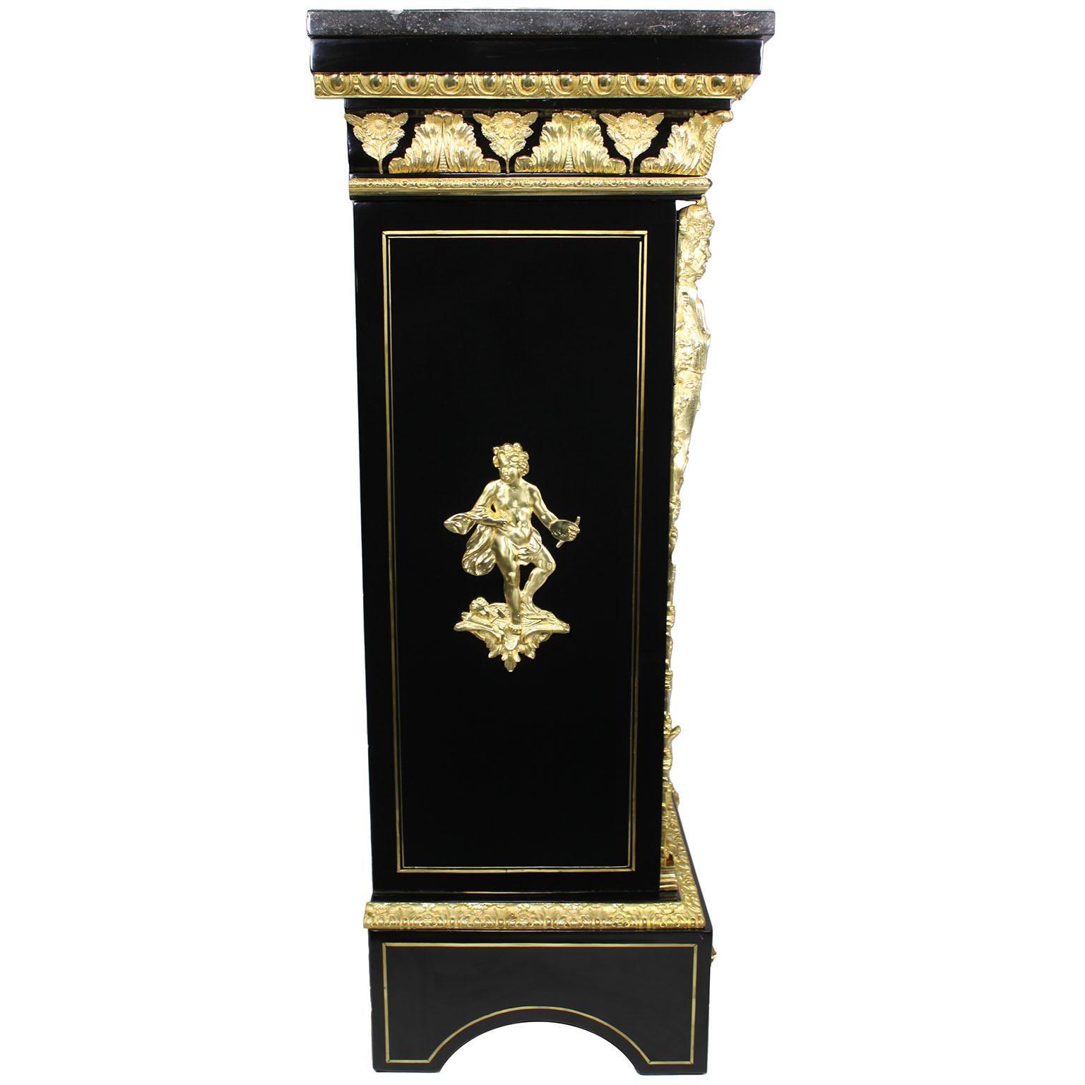 Fine French Napoleon III Ormolu Mounted Ebonized Wood & Pietra Dura Cabinet For Sale 6