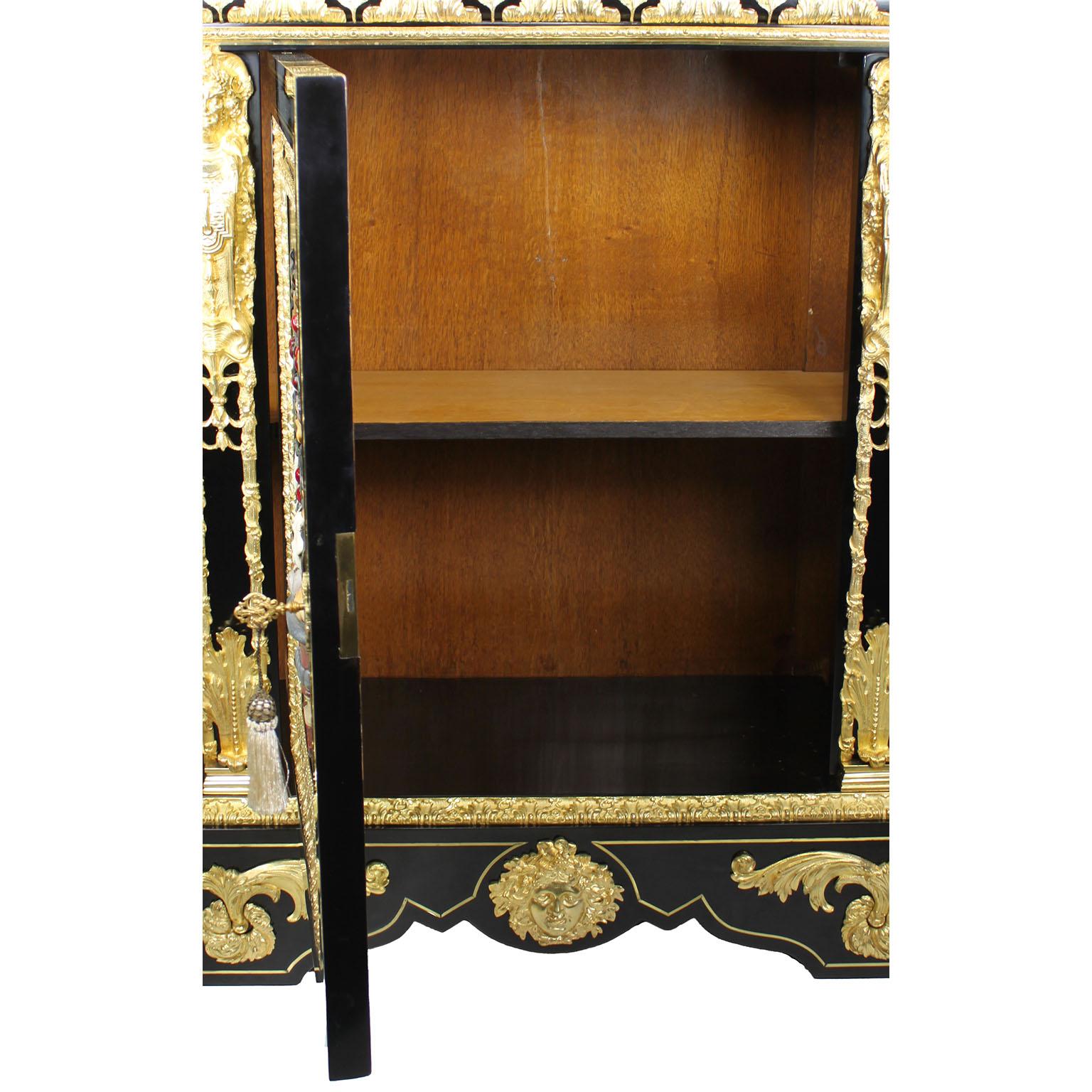 Fine French Napoleon III Ormolu Mounted Ebonized Wood & Pietra Dura Cabinet For Sale 8