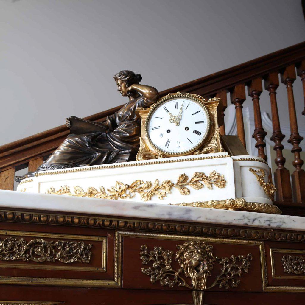 19th Century Fine French Neoclassical Marble and Gilt Bronze Ormolu Mantel Clock For Sale
