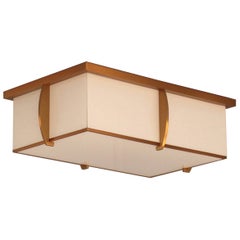 A Fine French Rectangular Glass and Bronze Ceiling Light by Jean Perzel