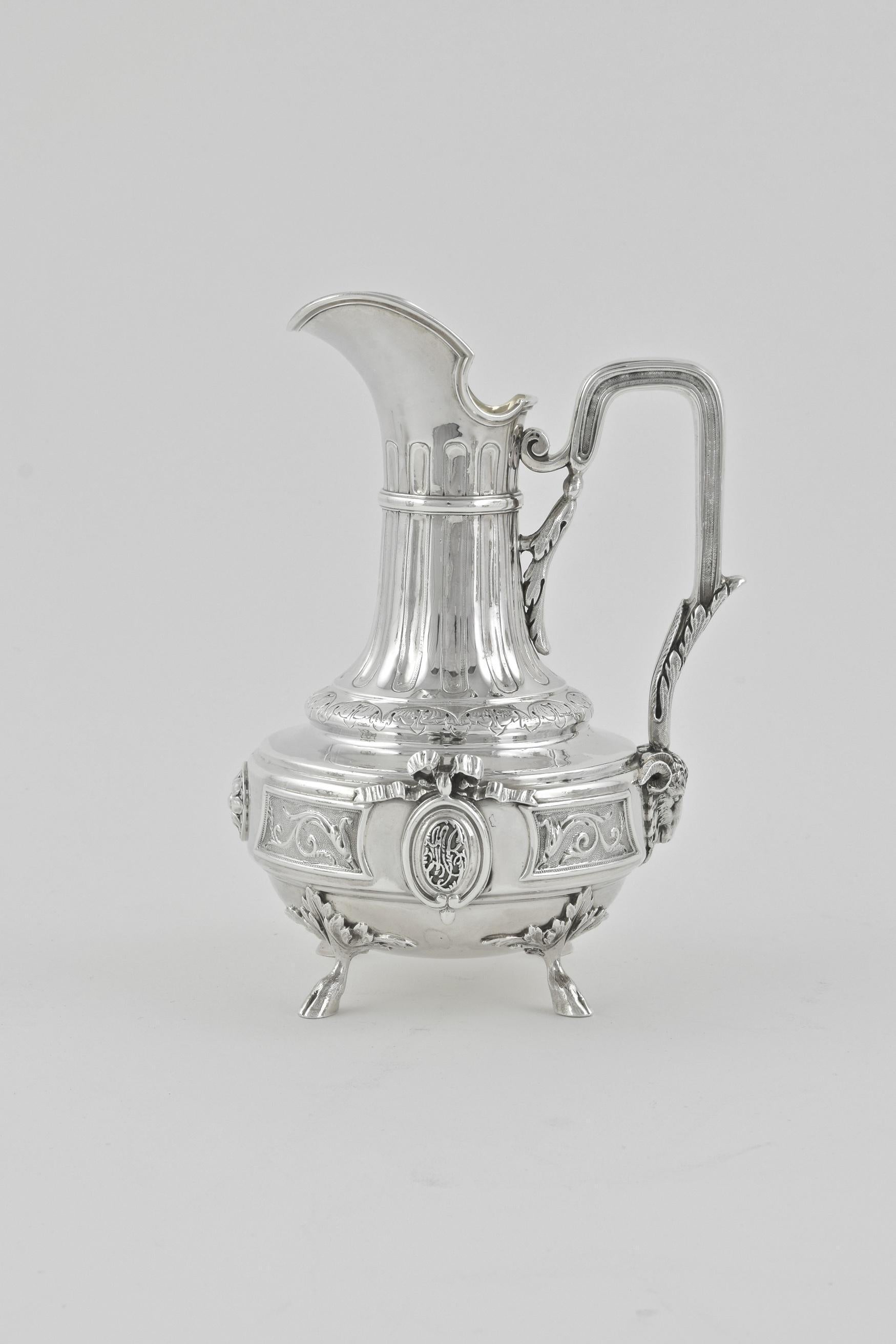 A Fine French Six Piece Silver Tea Set For Sale 6