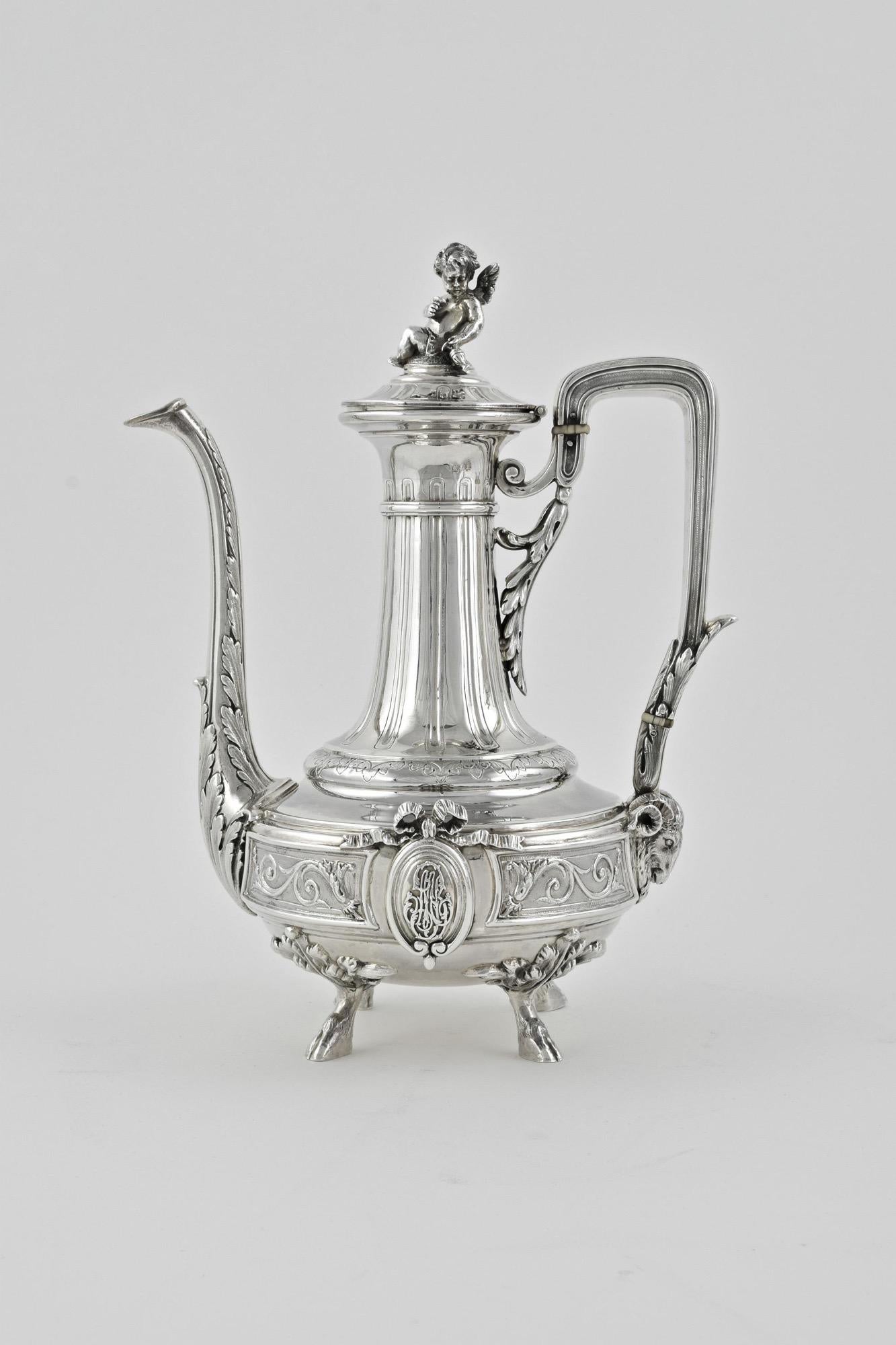 A Fine French Six Piece Silver Tea Set For Sale 7