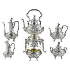 Antique A Fine French Six Piece Silver Tea Set