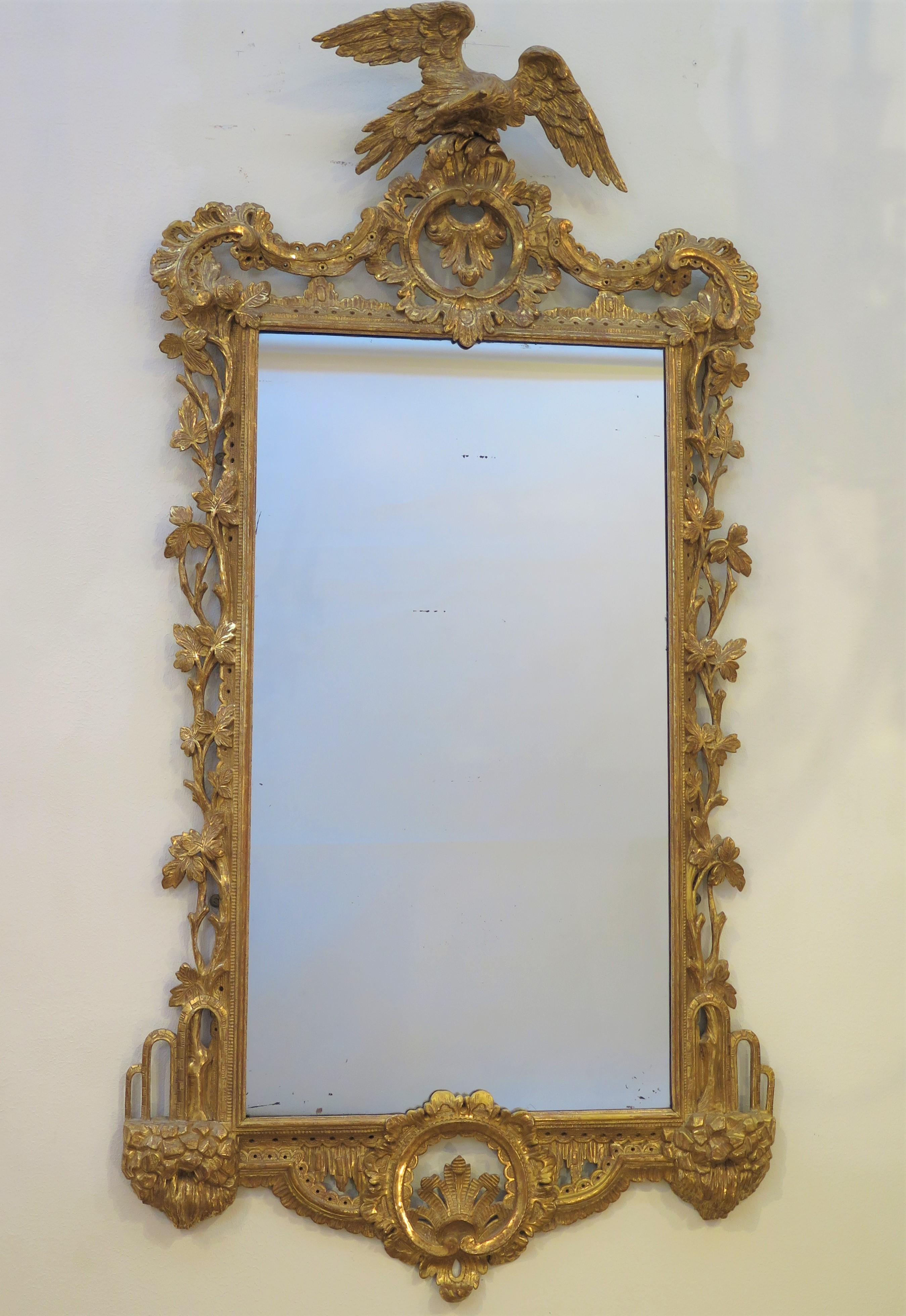 A Fine George II Carved Giltwood Mirror with Phoenix Crest For Sale 6
