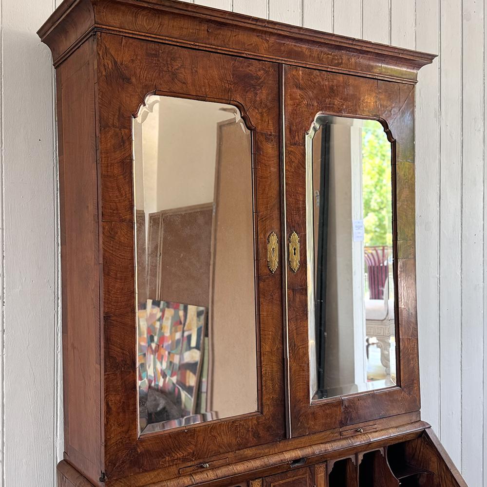 A Fine George II English Walnut Bureau Bookcase For Sale 6