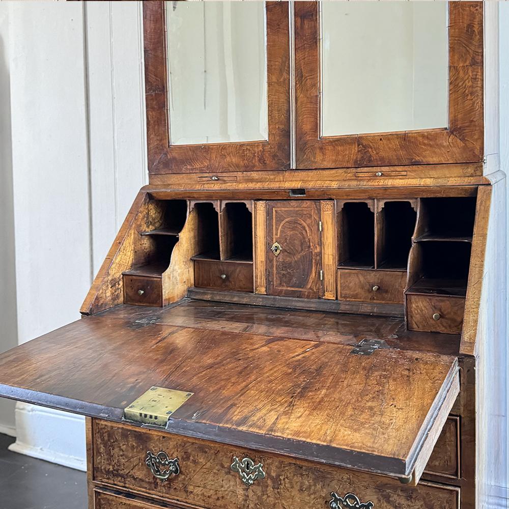 A Fine George II English Walnut Bureau Bookcase For Sale 7