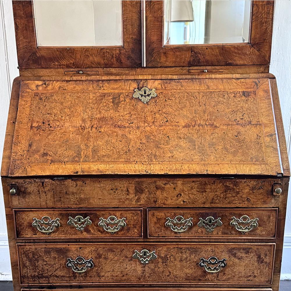 18th Century A Fine George II English Walnut Bureau Bookcase For Sale