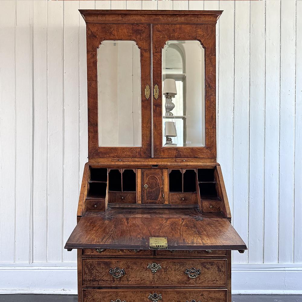 A Fine George II English Walnut Bureau Bookcase For Sale 2