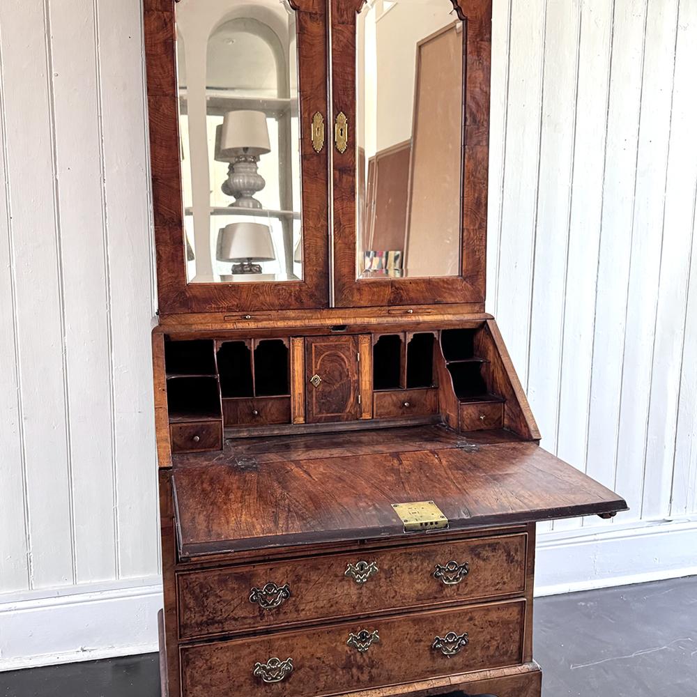 A Fine George II English Walnut Bureau Bookcase For Sale 3