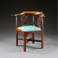 A Fine George II Period Mahogany Carved Corner Chair