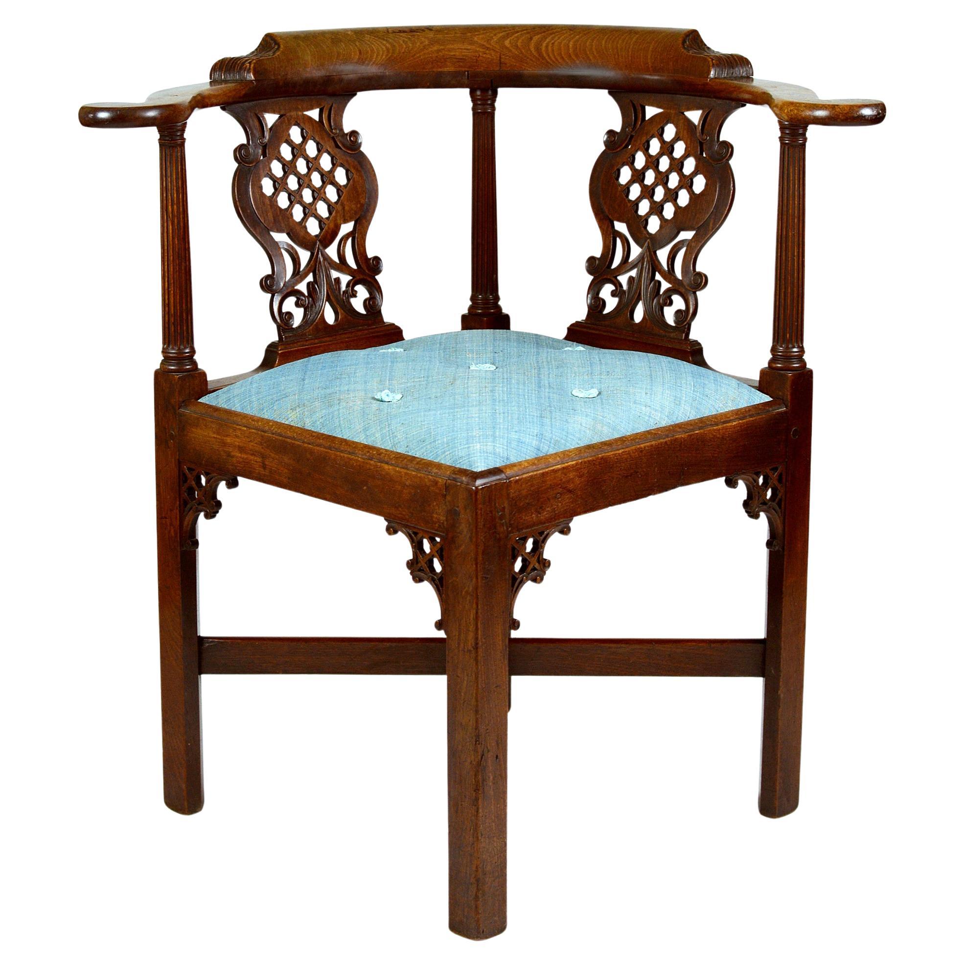 A Fine George II Period Mahogany Carved Corner Chair