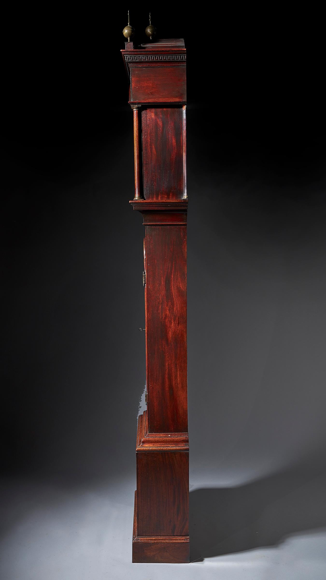 Chippendale Fine George III 18th Century Period Mahogany Longcase Clock by Tomas Fowle For Sale