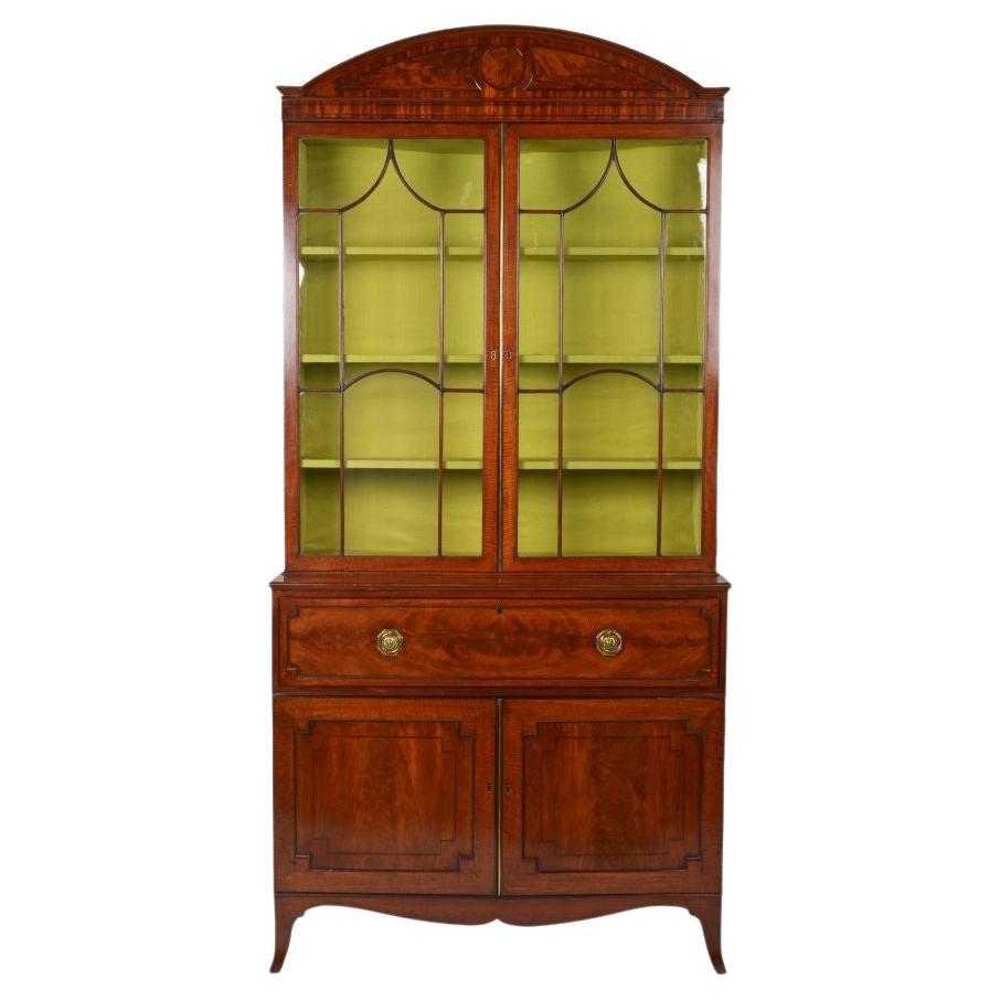 Fine George III Flame-Figured Mahogany Secretaire Cabinet For Sale