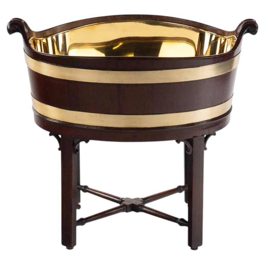 A Fine George III Period Mahogany Navette-Shaped Wine Cooler or Jardiniere