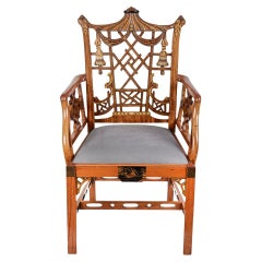 Fine George III Style Satinwood and Jappaned Lacquer Armchair