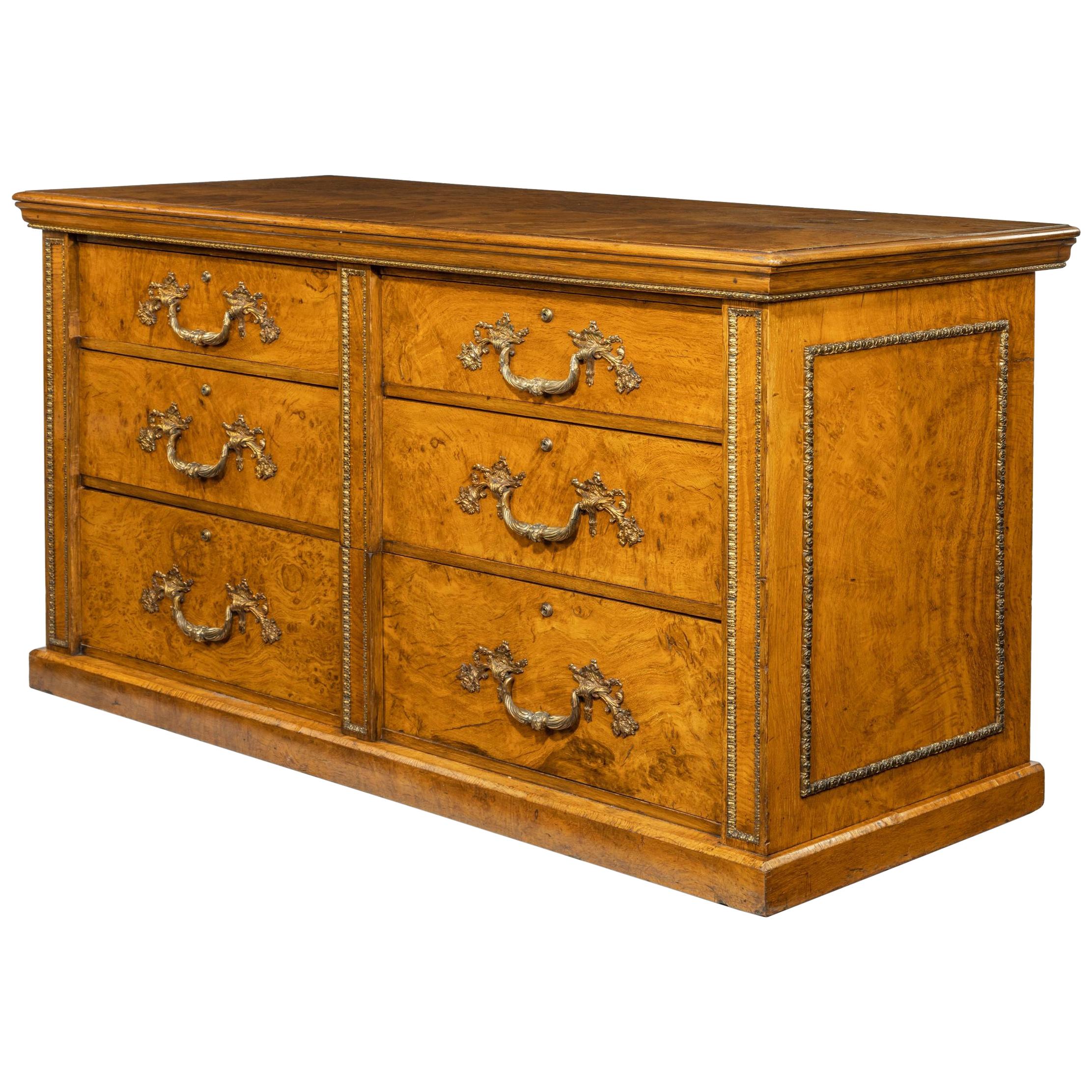 Fine George IV Burr Oak Chest of Drawers in the Manner of Morel and Seddon For Sale