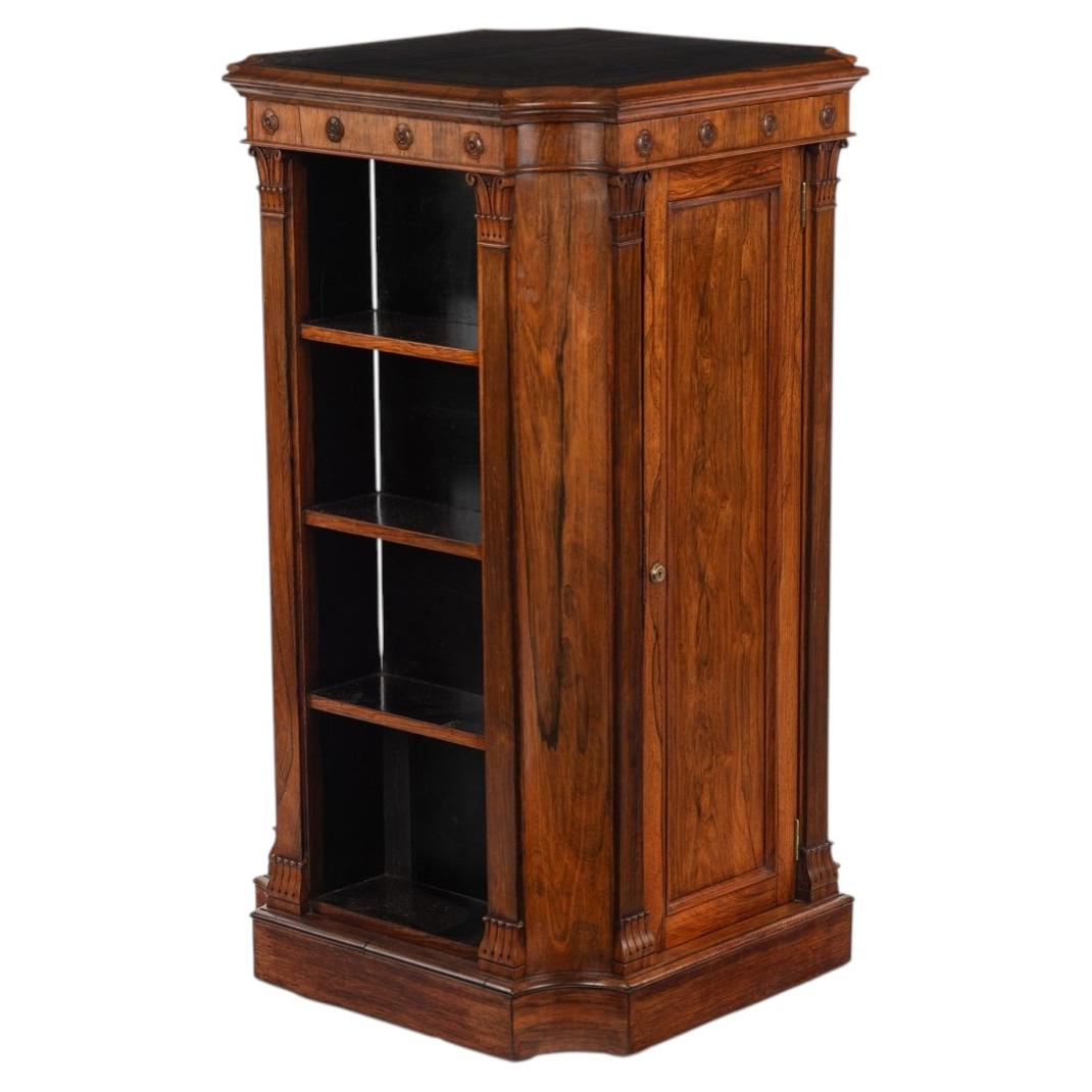 A Fine George IV Period Rosewood Open Bookcase or Bookstand with Cupboard c.1825 For Sale
