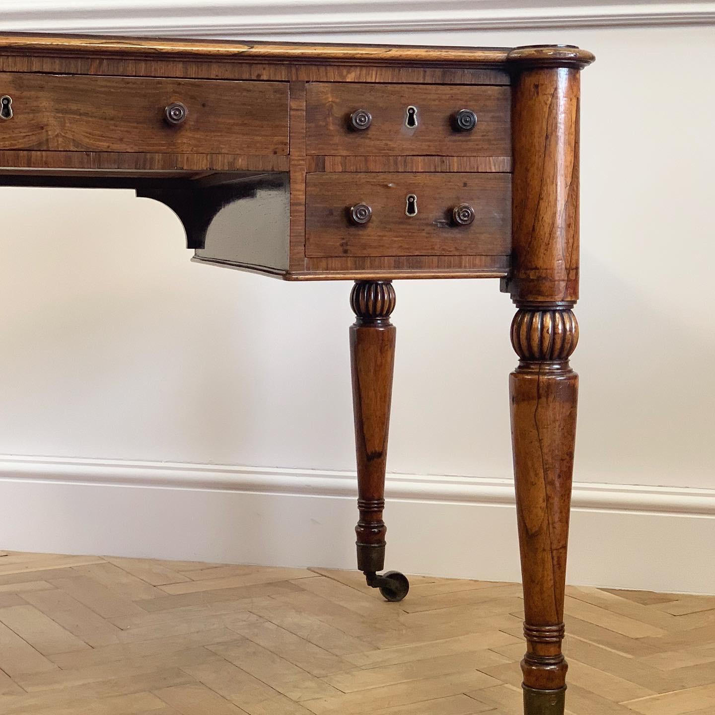 Brass Fine George IV Coromandel Freestanding Desk For Sale