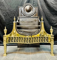 A Fine Georgian Brass & Steel Fire Grate in the Adams Manner.
