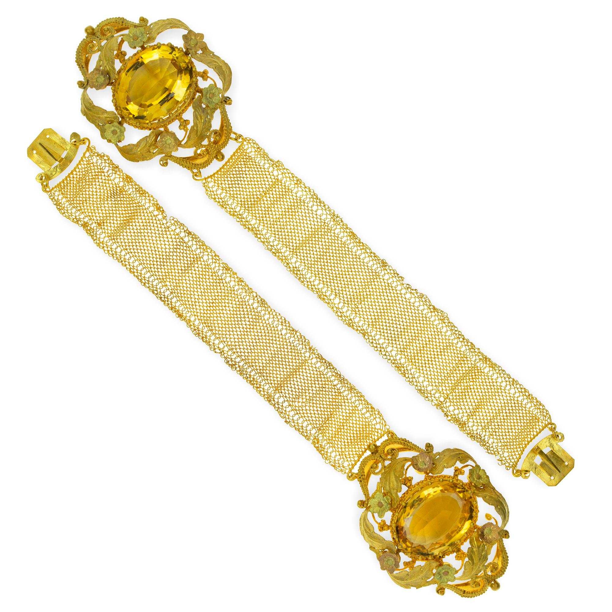 Oval Cut Fine Georgian Citrine and Gold Parure For Sale