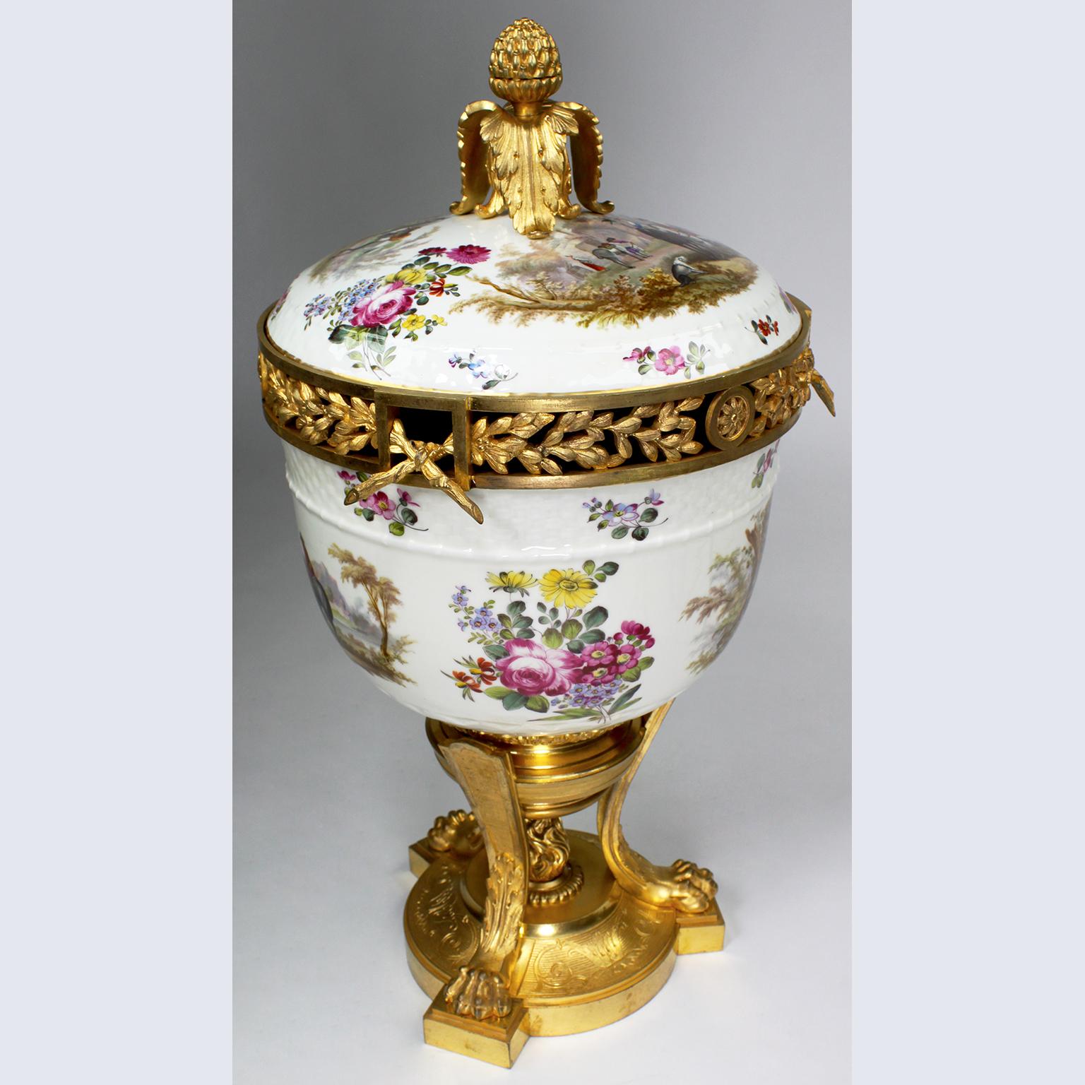 Regency Revival Fine German 19th Century Porcelain and Gilt-Bronze Mounted Potpourri Urn Vase For Sale