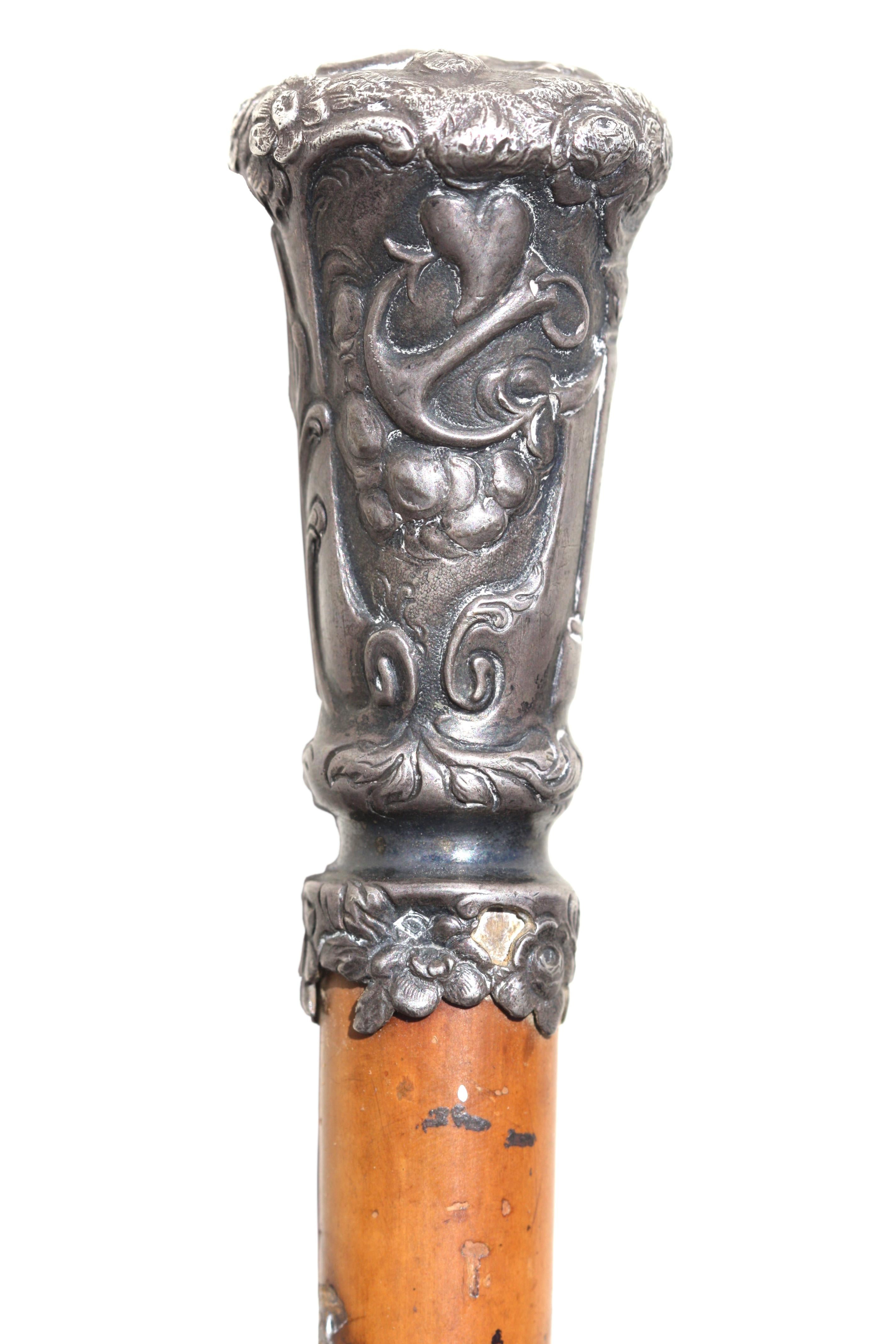 Fine German Silver and Malacca Gentleman's Walking Stick In Good Condition In West Palm Beach, FL
