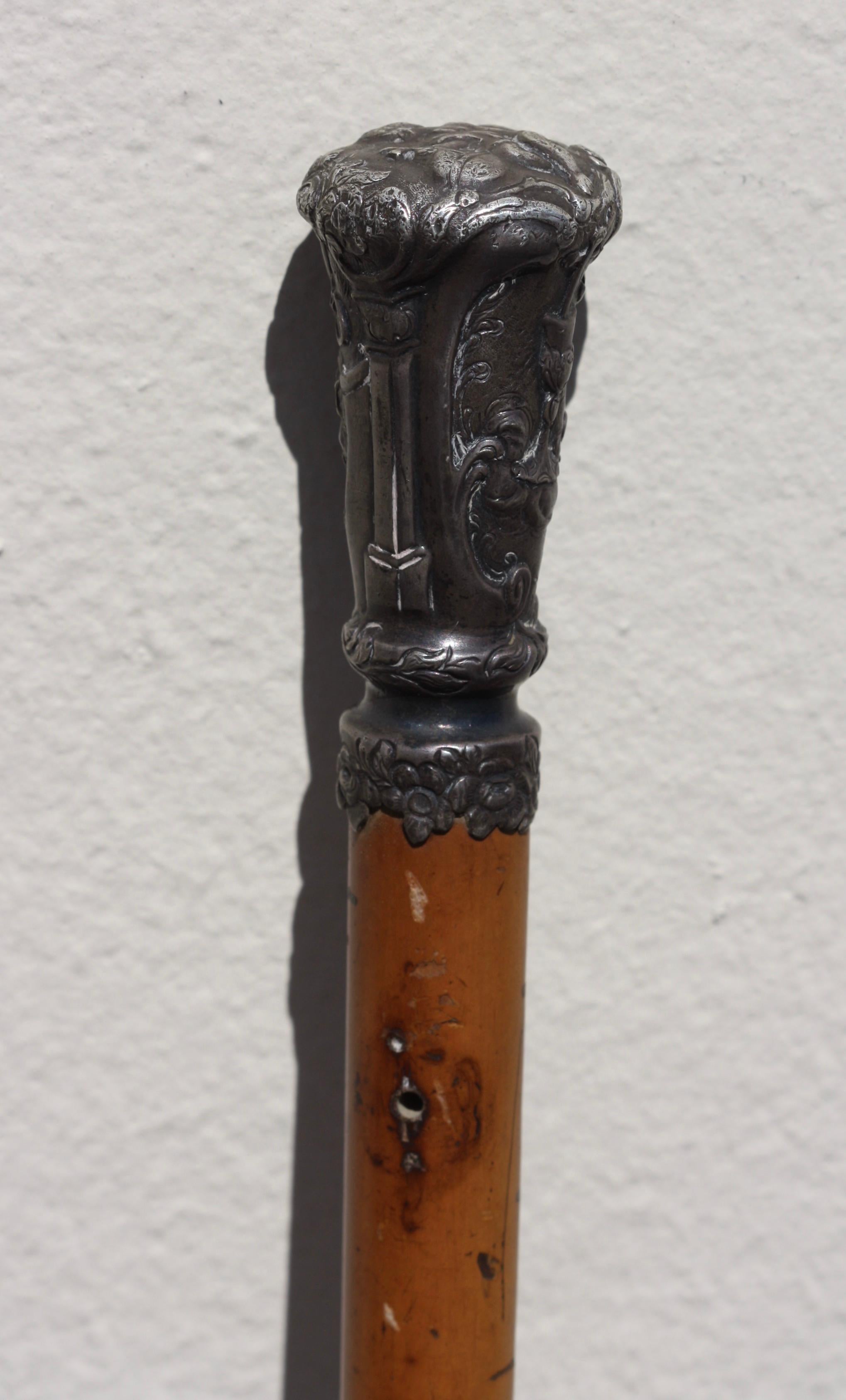 Wood Fine German Silver and Malacca Gentleman's Walking Stick