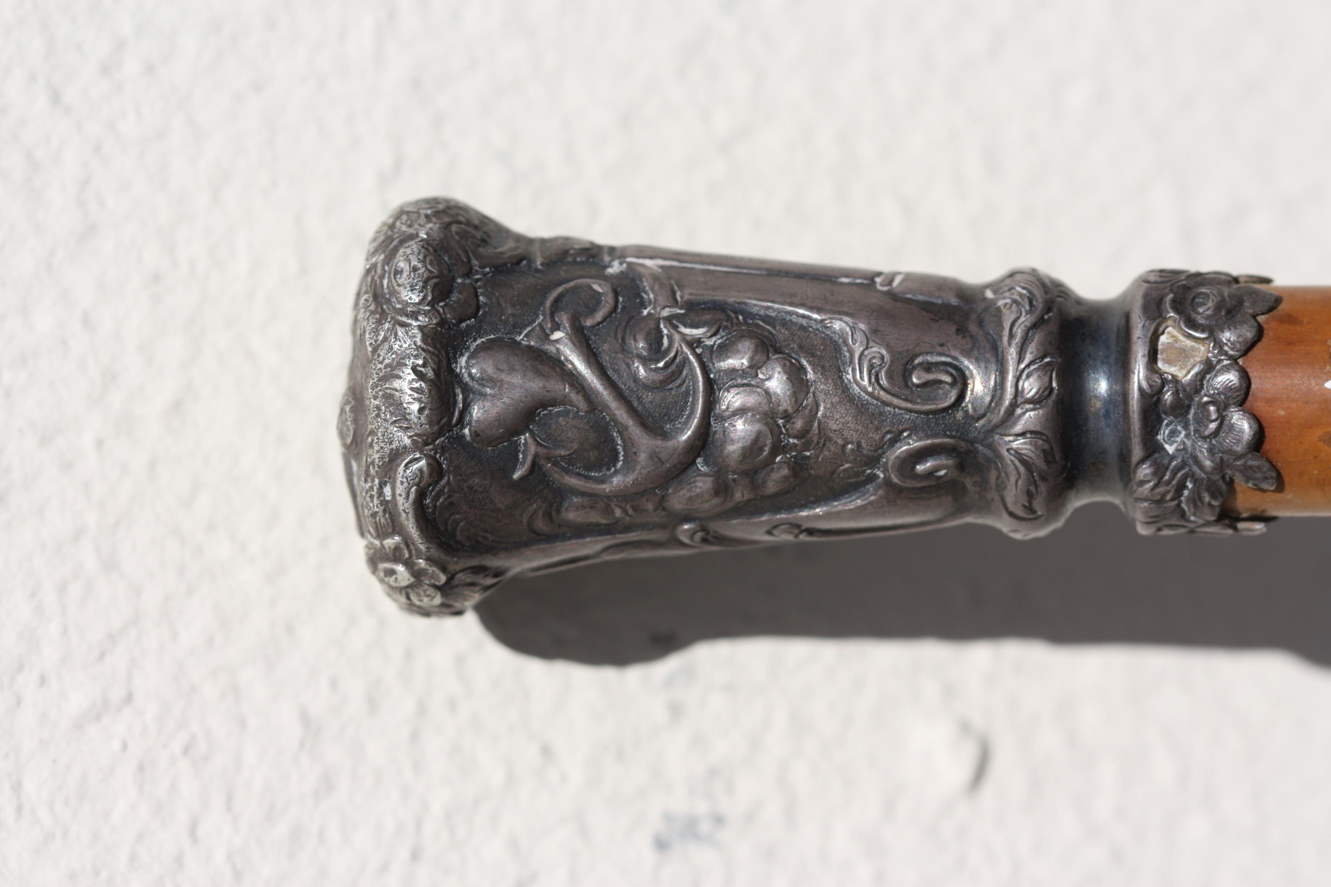 Fine German Silver and Malacca Gentleman's Walking Stick 1