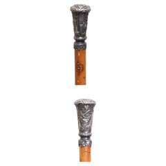 Vintage Fine German Silver and Malacca Gentleman's Walking Stick