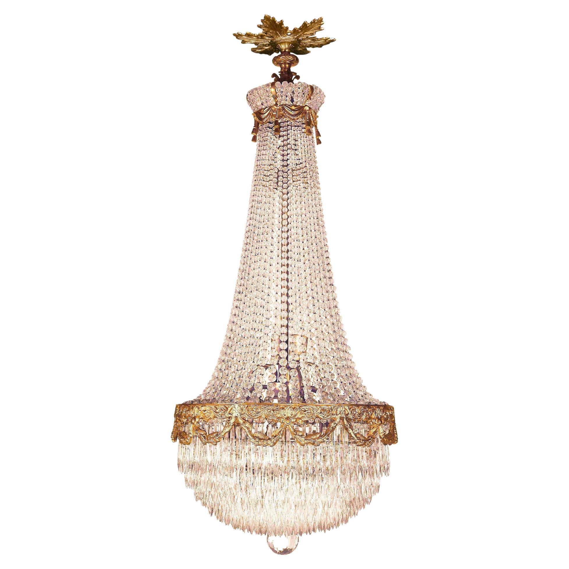 A Fine Gilt Bronze & Crystal Chandelier by Baccarat