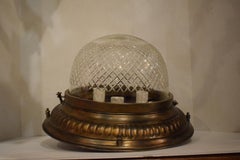 Fine Gilt Bronze Plafonnier with Handcut Crystal Dome