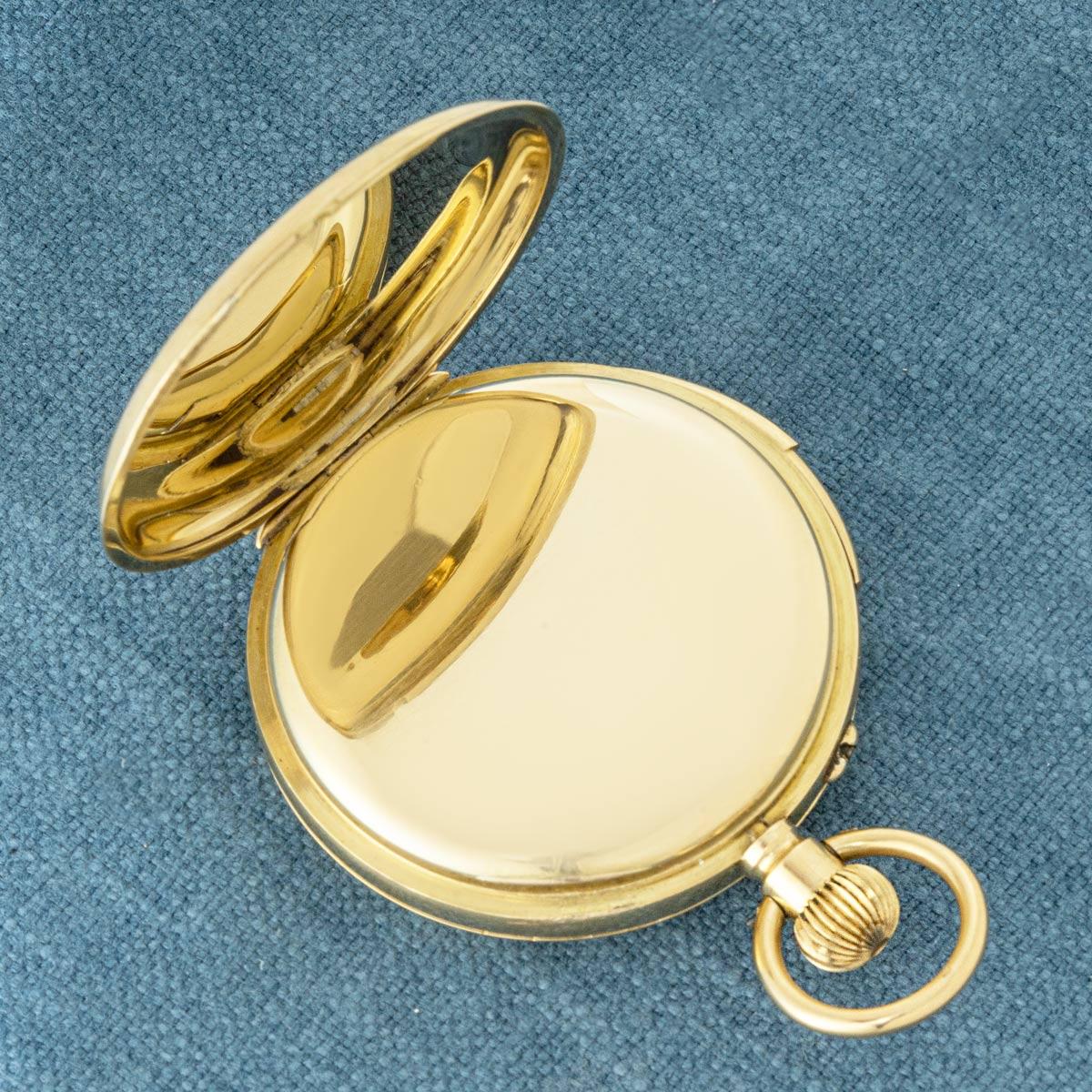 Men's A Fine Gold Minute Repeater Full Hunter Pocket Watch C1919 For Sale