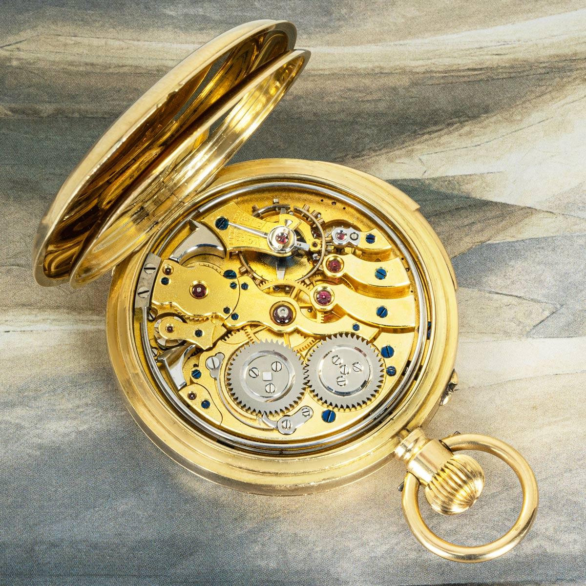 A Fine Gold Minute Repeater Full Hunter Pocket Watch C1919 For Sale 4