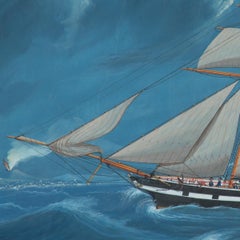 A fine Gouache of the Fanny Buller trading ship off the Italian coast in starboa